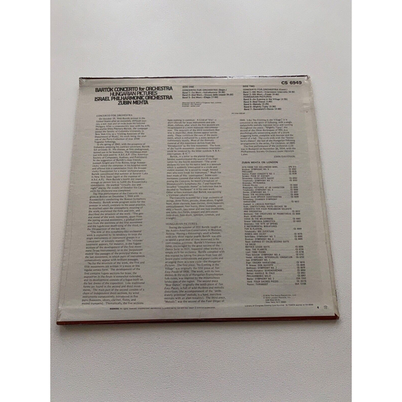 Zubin Mehta Israel Philharmonic Orchestra LP Bartok Hungarian Pictures NEW SEAL - Picture 2 of 3